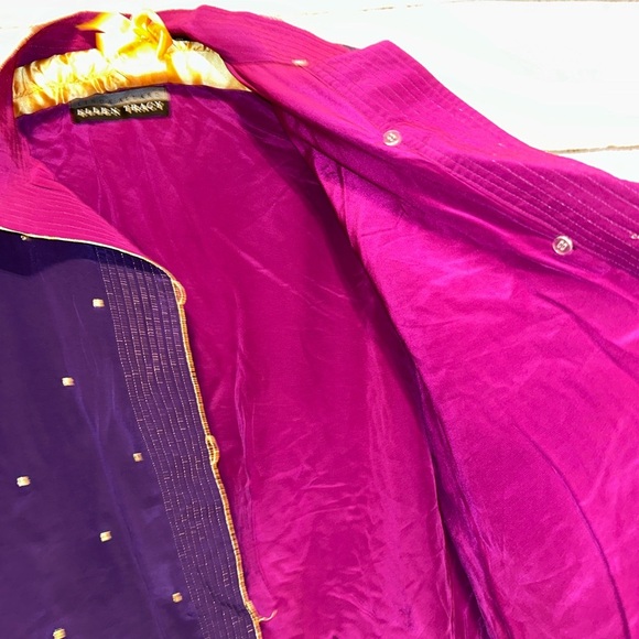 Purple and Gold Ellen Tracy Jacket Medium Vintage Oversized Asian Silk luxury - Picture 12 of 13